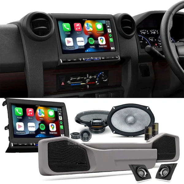 Alpine i905i + R2-Series Speakers & Door Pod Kit Fits Toyota LandCruiser 78/79 Single-Cab