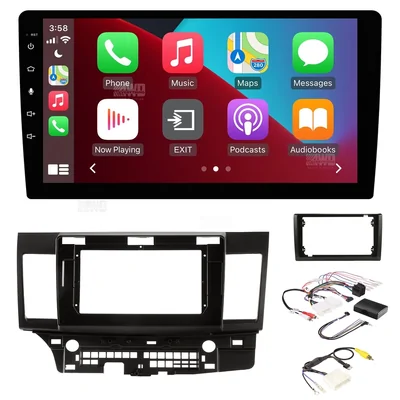 Mongoose Q9WCA + Aerpro AKMB6 Bundle 9" Trapezoid Head Unit with install kit to suit mitsubishi lancer 2007-2013