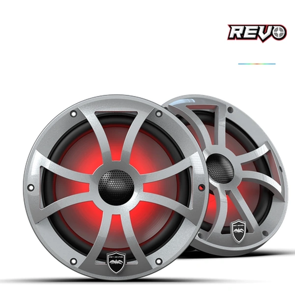 Wet Sounds REVO 8-XSS | REVO Series 8-inch High-Output Component Style Coaxial Speakers w/ XS-Silver RGB Grilles