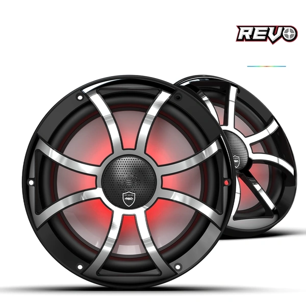 Wet Sounds REVO CX-10 XS-B-SS S2 | REVO Series 10-inch High-Output Component Style Coaxial Speakers w/ XS-Black-Stainless Steel RGB Grilles