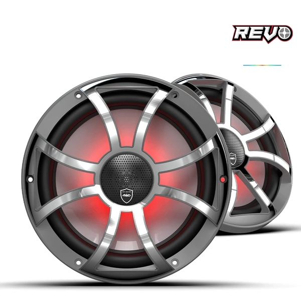 Wet Sounds REVO CX-10 XS-G-SS S2 | REVO Series 10-inch High-Output Component Style Coaxial Speakers w/ XS-Gunmetal-Stainless Steel RGB Grilles