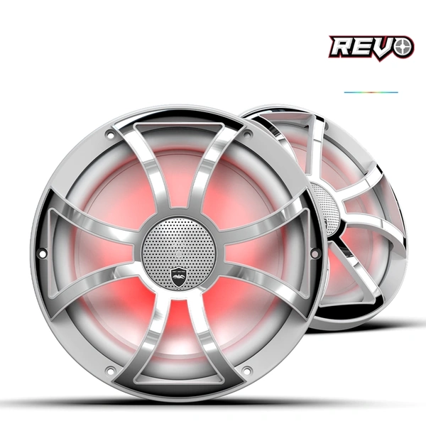 Wet Sounds REVO CX-10 XS-W-SS S2 | REVO Series 10-inch High-Output Component Style Coaxial Speakers w/ XS-White-Stainless Steel RGB Grilles