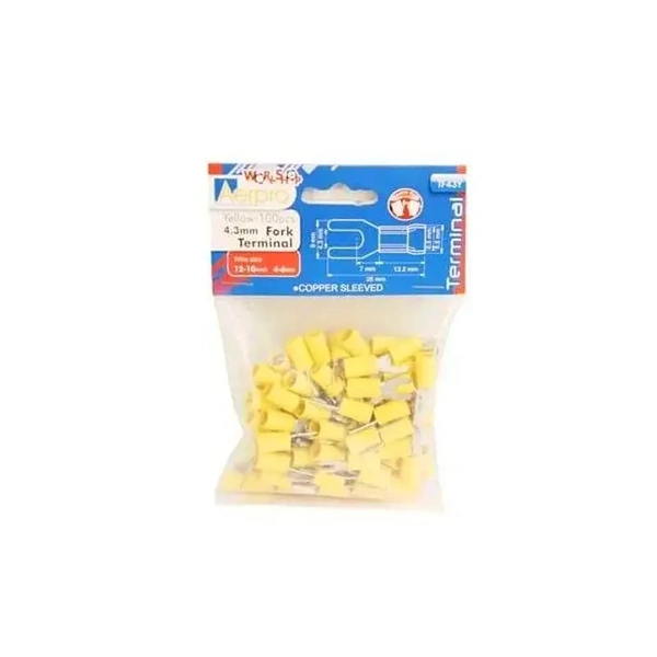 Aerpro TF43Y Terminal Connecters Fork Yellow 4.3mm