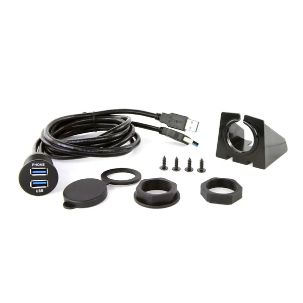 DNA Audio UNIUSB01 Universal Round Mount USB Adaptor Lead To Fit In Most Cigarette Lighter / Accessory Sockets