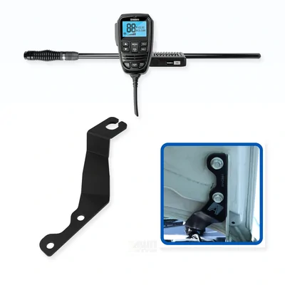 Isuzu MU-X Uniden X76 Value Pack 5W UHF CB Radio & Antenna with Bonnet Bracket Essential Install Bundle 2013-2021