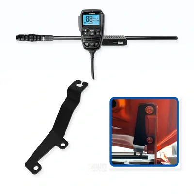 Isuzu MU-X Uniden X76 Value Pack 5W UHF CB Radio & Antenna with Bonnet Bracket Essential Install Bundle 2021-Onwards