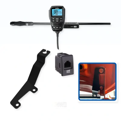 Isuzu D-Max Uniden X76 Value Pack 5W UHF CB Radio & Antenna with Bonnet Bracket Integrated Install Bundle 2021-Onwards