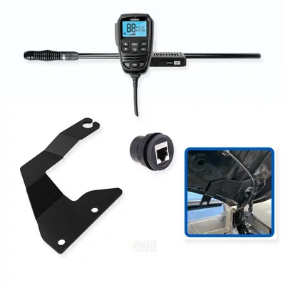 Jeep Grand Cherokee Uniden X76 Value Pack 5W UHF CB Radio & Antenna with Bonnet Bracket Integrated Install Bundle 2011-2021