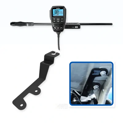 Mitsubishi Triton Uniden X76 Value Pack 5W UHF CB Radio & Antenna with Bonnet Bracket Essential Install Bundle 2019-2024
