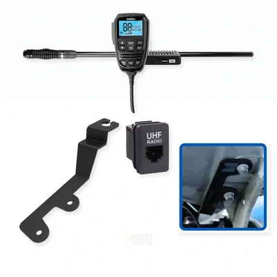 Mitsubishi Triton Uniden X76 Value Pack 5W UHF CB Radio & Antenna with Bonnet Bracket Integrated Install Bundle 2019-2024