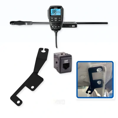 Nissan Navara Uniden X76 Value Pack 5W UHF CB Radio & Antenna with Bonnet Bracket Integrated Install Bundle 2015-2025