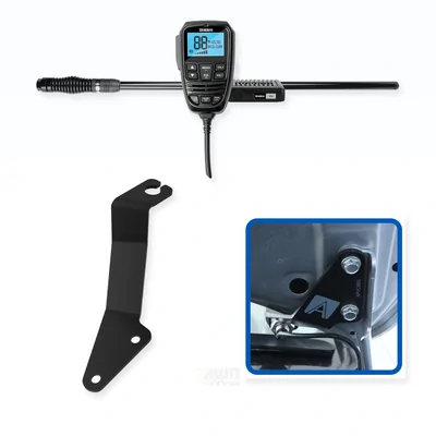 Toyota LandCruiser 200 Series Uniden X76 Value Pack 5W UHF CB Radio & Antenna with Bonnet Bracket Essential Install Bundle 2016-2021
