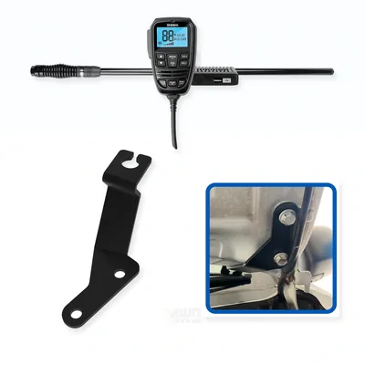 Toyota Hilux Uniden X76 Value Pack 5W UHF CB Radio & Antenna with Bonnet Bracket Essential Install Bundle 2005-2014