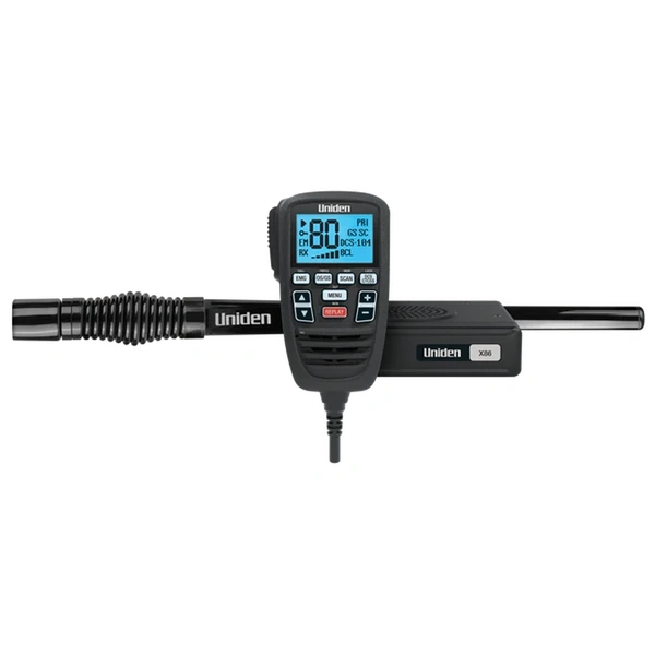 Uniden X86 Travel Pack Compact UHF CB Mobile with Remote Mic, LCD & Antenna Bundle