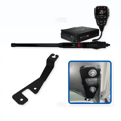 Ford Ranger GME XRS-375C4P 5W UHF CB Radio & Antenna with Bonnet Bracket Essential Install Bundle 2022-Onwards