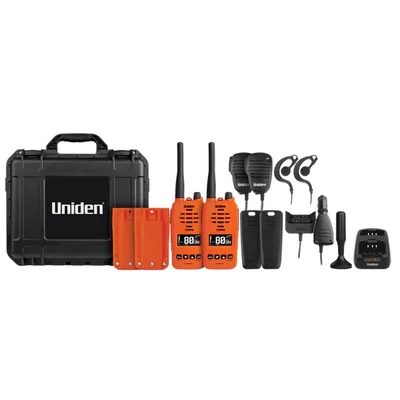 Uniden XTRAK 50-O-2TP 80-CH UHF CB Handheld Tradies Pack 5 Watt Waterproof Smart UHF Handheld Radio